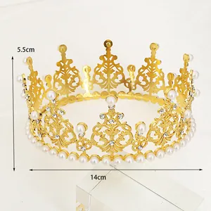 Detailed view of bridal cake crown showing 14cm diameter and 5.5cm height dimensions