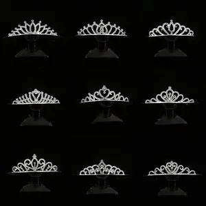 Elegant silver alloy tiaras with clear rhinestones in nine unique bridal styles