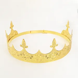 Golden King crown for men and kids featuring fleur-de-lis points for party performances