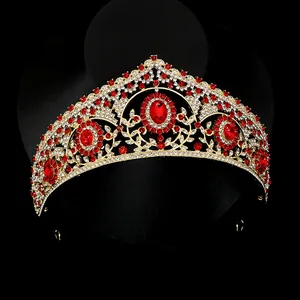 Vintage Baroque Gold Tiara For Women Crystal Rhinestone Crown For Wedding Birthday Party Princess Royal Queen Headpiece