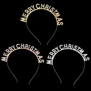 Drei Strass Merry Christmas Haarreifen-Sets in Gold, Roségold und Silber