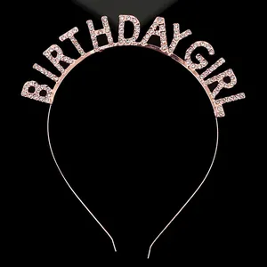 Roségoldenes Birthday Girl Stirnband mit glitzernden Strasssteinen für Partyfeiern