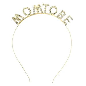Cerchietto MOM TO BE dorato con strass per future mamme e feste di baby shower