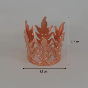 Mini corona a foglia cava oro rosa 3,7x3,5cm per decorazione torte o accessorio capelli