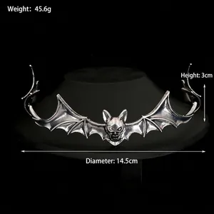 Gothic silver alloy bat crown headband for Halloween costumes and vampire theme events