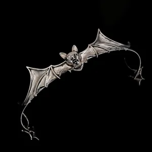 Gothic vampire bat wing headband in silver alloy for Halloween costumes and themed parties
