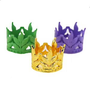 Mini Alloy Leaf Crown Decoration For Kids Birthday Cake Topper Colorful Headwear Simple Tiara Party Supplies Girls Gift