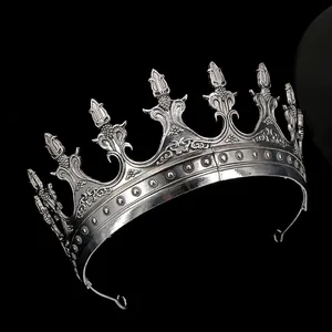 Couronne vintage en alliage d'argent avec motifs creux pour mariages et fêtes