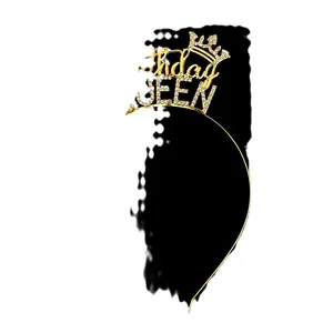 Goldenes Birthday Queen Stirnband mit Strasssteinen und Krone für Frauenparty-Feier