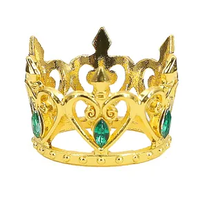 Mini Gold Krone mit Herzform und grünen Strasssteinen für Torten und Geburtstage