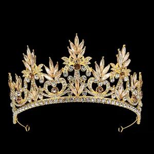 Tiara Couronne en Alliage Strass Baroque Vintage pour Femmes Mariage Anniversaire Fête Accessoires de Coiffure Princesse