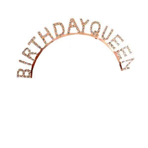 Funkelndes roségoldenes Birthday Queen Haarreif mit Strass für Geburtstagsfeiern und Partys