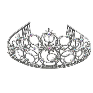 Silberner Sternen-Haarkamm aus Legierung mit AB-Strass für Hochzeiten und Galas