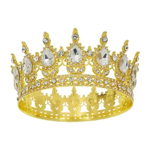 Corona da Regina in Lega Barocca con Strass per Donna Tiara Nuziale in Cristallo a Goccia per Matrimonio Compleanno