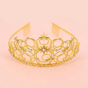 Luxuriöse Legierung Strass Stern Krone Tiara Haarreif Für Damen Mädchen Hochzeit Geburtstag Aufführung Party Haarschmuck