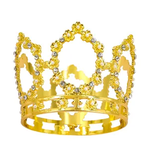Exquisite Alloy Pearl Crown Tiara With Rhinestone For Birthday Party Wedding Cake Topper Decoration Vintage Floral Hair Jewelry For Women