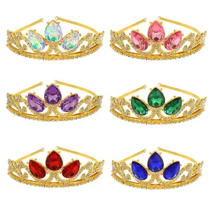Girls Rhinestone Princess Crown Tiara Alloy Crystal Headband For Birthday Party Wedding Performance Hair Accessories