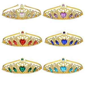 Princess Heart Crown Tiara Rhinestone Crystal Hair Band For Wedding Birthday Party Performance Girls Women Hair Accessories