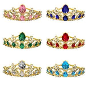 Alloy Rhinestone Princess Crown Tiara With Teardrop Crystals For Girls Birthday Wedding Party Hair Accessory