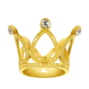 Exquisite gold alloy mini crown with heart design and sparkling rhinestones for parties