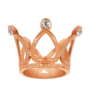 Exquisite rose gold mini heart crown with crystal rhinestones for cakes and parties