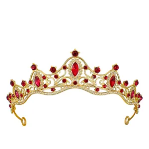 Luxury Alloy Rhinestone Wedding Tiara Crown For Women Vintage Gold Silver Pageant Birthday Party Hair Accessories With Gemstones