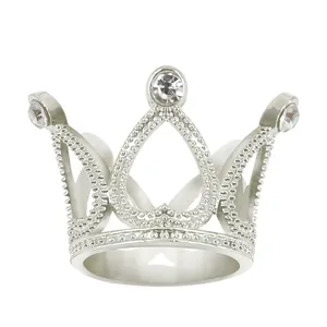 Silver alloy mini heart crown with sparkling rhinestones for cake decoration or hair accessory