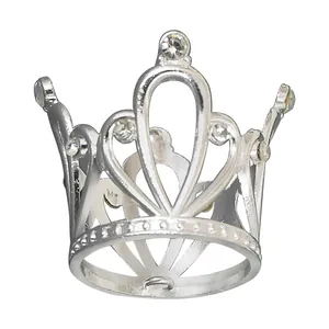 Mini silver rhinestone crown tiara for cake decoration and girls' hair accessories