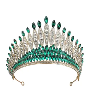 Baroque Rhinestone Crown Tiara Alloy Crystal Pointed Headband For Wedding Birthday Pageant Party Prom Women Hair Jewelry