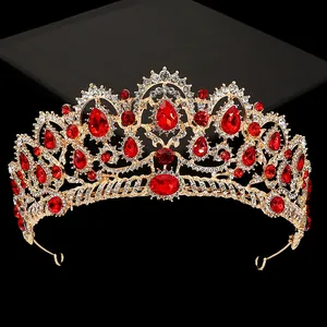 Luxury European Bridal Tiara Rhinestone Alloy Crown For Wedding Birthday Party Pageant Performance Hair Accessories Women Jewelry
