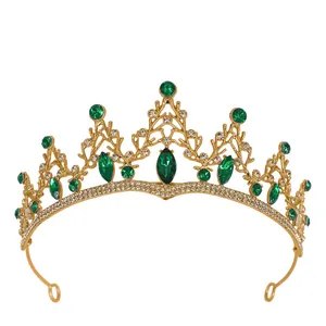 Vintage Strass Brautkrone Tiara Für Damen Mädchen Vergoldete Legierung Ajouré Zweig Design Hochzeit Geburtstag Party Kopfschmuck