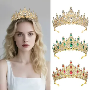 Luxury Alloy Rhinestone Crystal Bridal Crown Tiara For Wedding Birthday Party Baroque Women Headwear Accessories