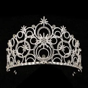 Elegant silver bridal crown with sparkling rhinestones for weddings or parties