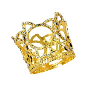 Dubai style gold plated bridal crown with colorful rhinestones and cute cat ear design