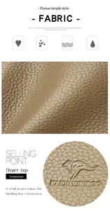 Détail du sac cabas kaki montrant la texture litchi et le logo kangourou embossé