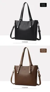Détail de cabas minimalistes en noir et marron avec texture grainée fine et logo