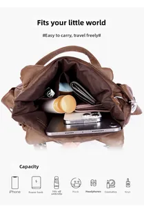 Top view showing the spacious interior compartments of the vintage brown shoulder bag