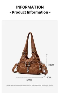 Tableau des tailles détaillé du sac cabas en cuir matelassé marron avec dimensions