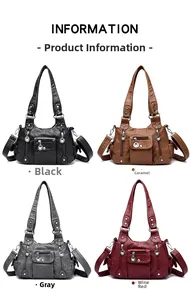 Multiple colors of vintage soft PU leather crossbody bags with functional zippers