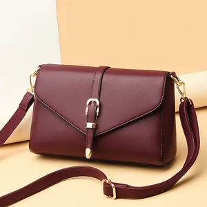 Women PU Leather Shoulder Bag Lychee Pattern Crossbody Bag With Golden Hardware Flip Cover Minimalist Fashion Handbag