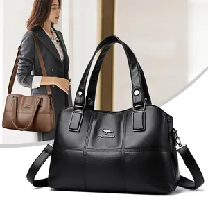 Sac à main en cuir à motif litchi pour femme avec poignées et bandoulière réglable