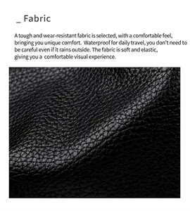 Primer plano de cuero granulado negro impermeable con una textura suave