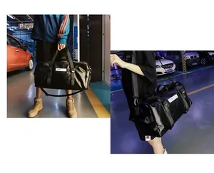 Sac de sport en cuir PU noir, porté à la main et à l'épaule pour le voyage ou le fitness