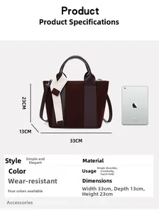 Detailed size specifications for large vintage brown shoulder bag with iPad comparison