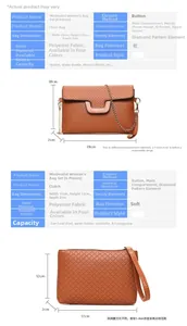 Detail view of brown quilted chain bag and clutch from the six-piece handbag set