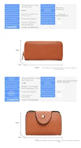 Detailed size specifications and dimensions for the diamond quilted wallet and card holder