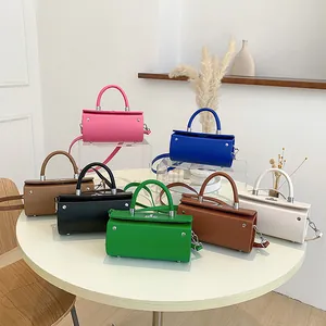 Fashion PU Leather Cylindrical Small Square Bag For Women Versatile Metal Lock Crossbody Shoulder Bag Handheld Casual Cylinder Bag