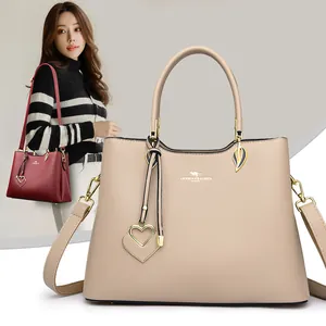 Fashion Women Handbag PU Leather Litchi Grain Shoulder Bag With Heart Pendant Elegant Casual Crossbody Bag For Daily Use