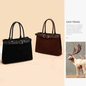 Minimalist matte tote bags in black and brown with decorative belt details