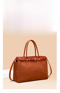 Inspiration detail showing dual-texture brown tote bag with metal eyelet strap and gold hardware